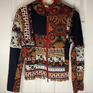 Anthro One Girl Who Hooded Fringe Sweater M